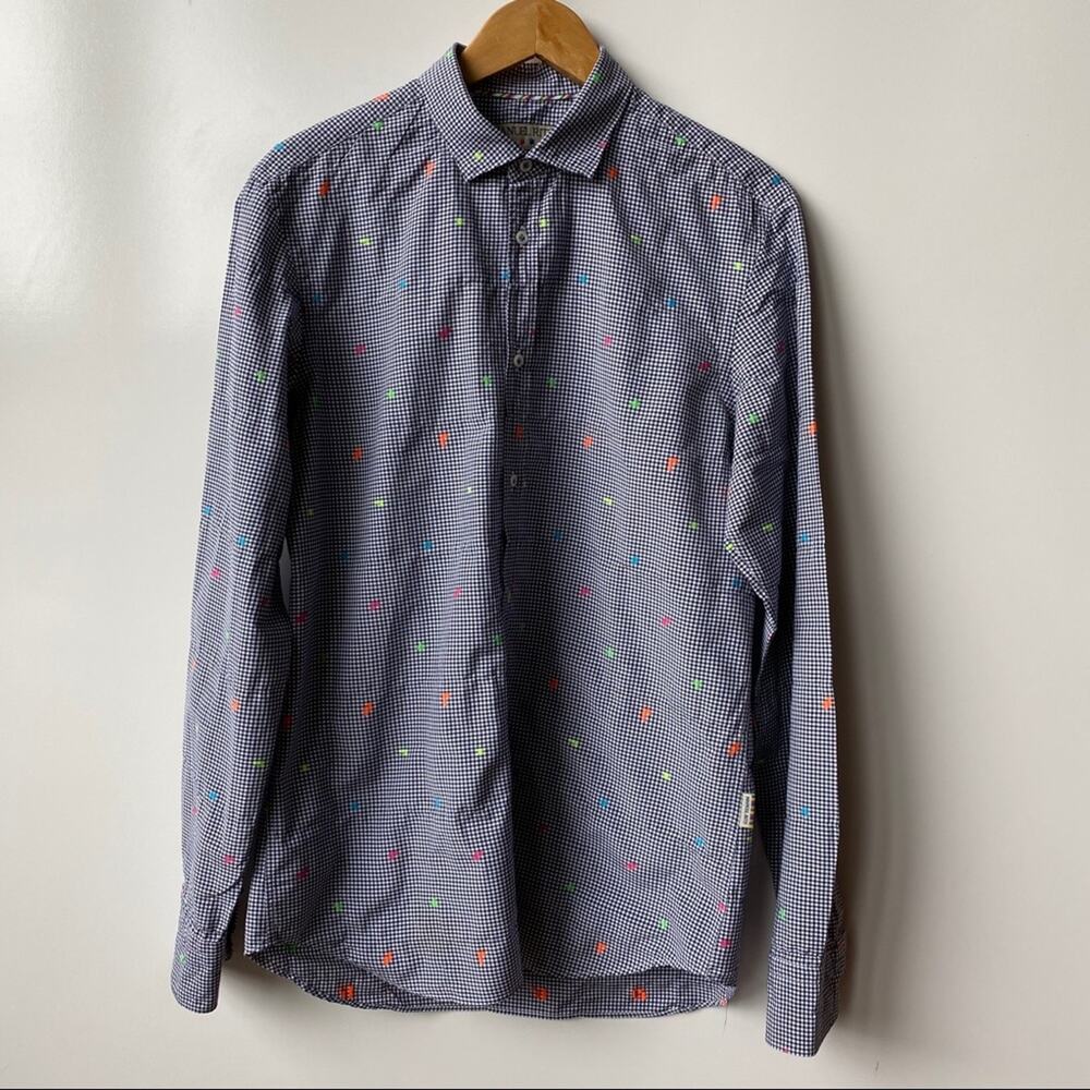 Manuel Ritz Button Down Check L/S Shirt Blue 40 - Picture 2 of 9